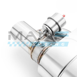 RM MOTORS THROUH-FLOW MUFFLER WITH VACUUM VALVE 76MM (UNIVERSAL)