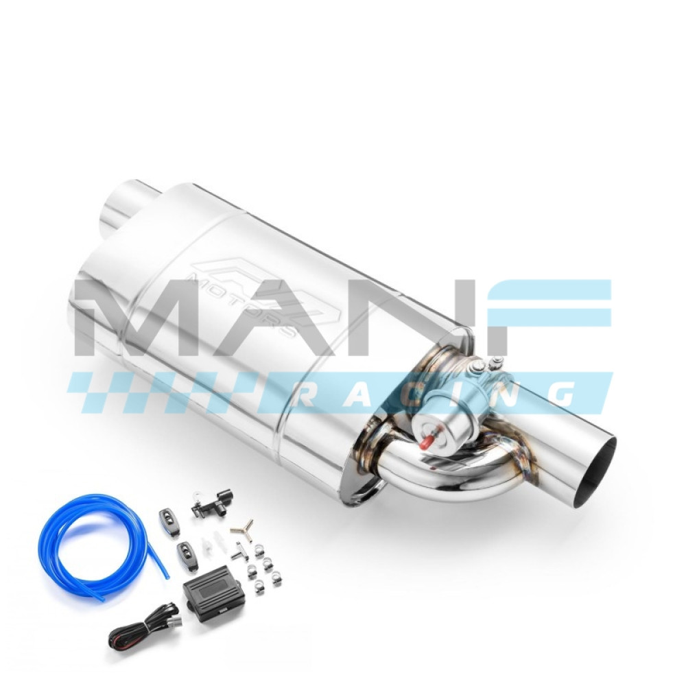 RM MOTORS THROUH-FLOW MUFFLER WITH VACUUM VALVE 76MM (UNIVERSAL)